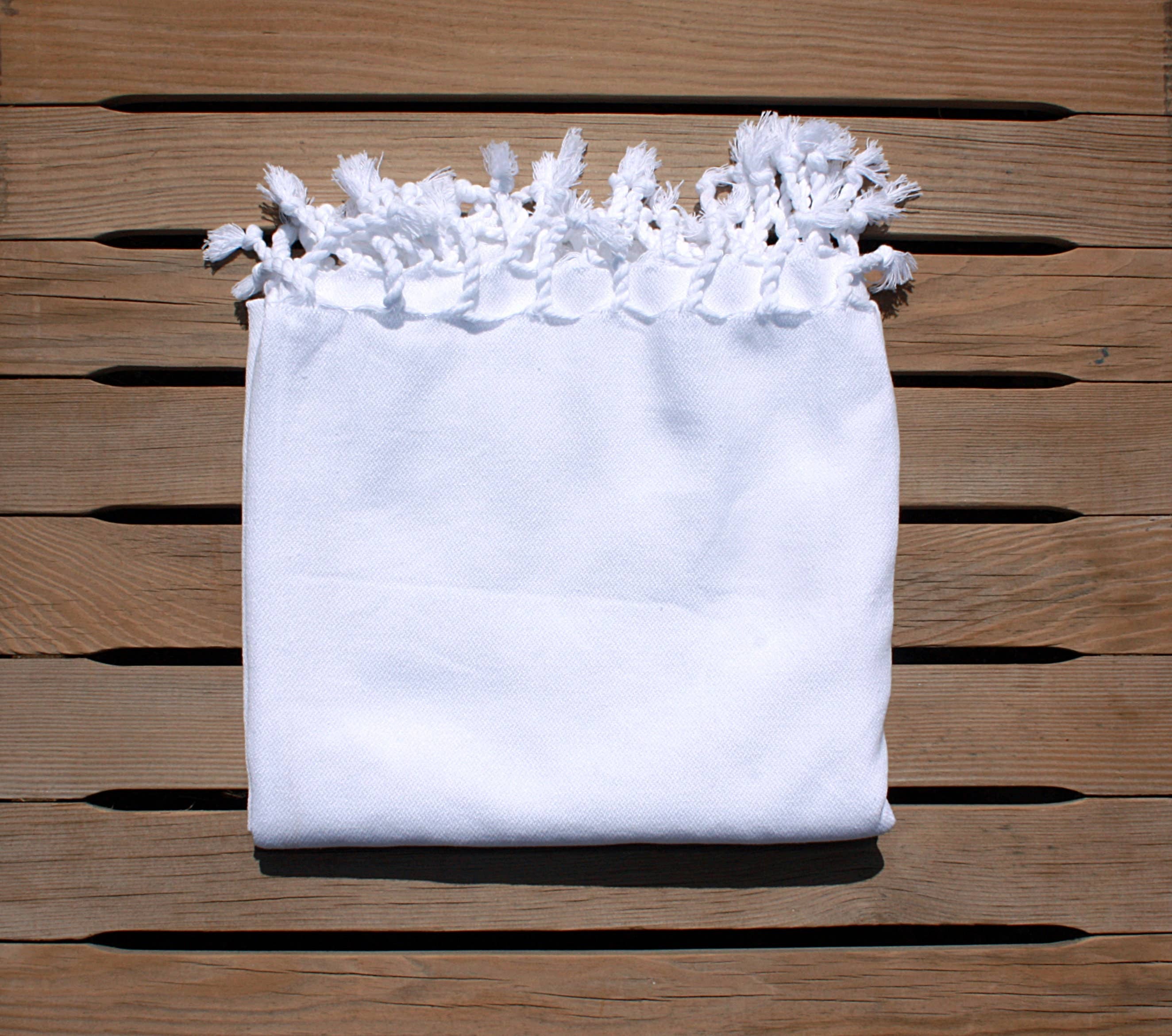 Buld&Co. - Vendita all'ingrosso Telo mare - Asciugamano turco bianco in cotone 100%, telo mare Hammam Fouta Peshtemal3