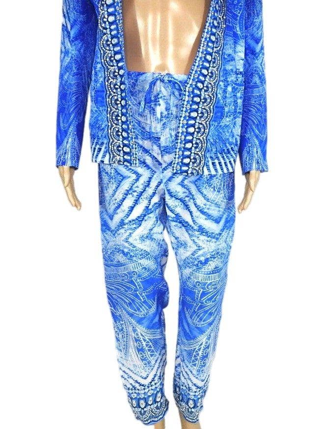 Kaftans that Bling - Wholesale Pants – Women's - silk Pants- Amalfi Blue0
