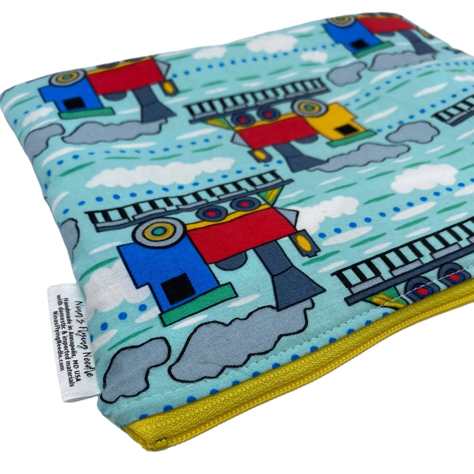 Nina's Flying Needle - Wholesale Lunch Bag/Box - Kids - Sandwich Sized Reusable Zippered Bag Trains2