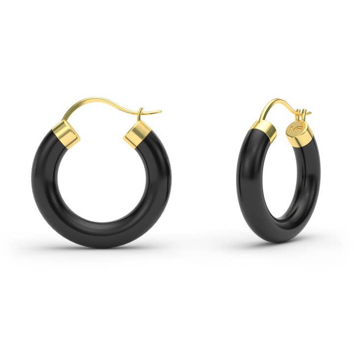 BLACK AGATE Hoop Earrings for wholesale by MARCELLO RICCIO