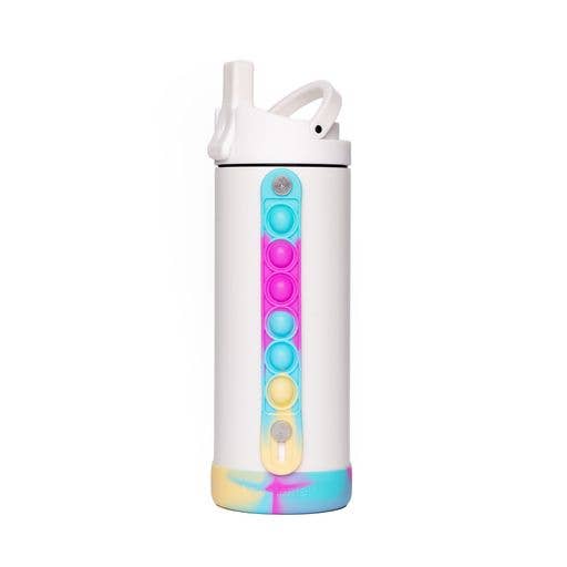 Elemental - Wholesale Water Bottle - Iconic Insulated Pop Fidget Strap Bottle 14oz - White Tie Dye1