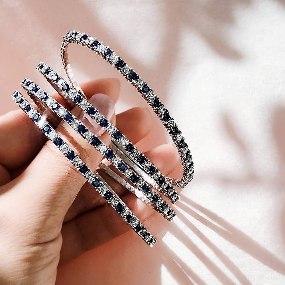 BERRICLE - Wholesale Bangle Bracelet - BERRICLE Sterling Silver Flexible CZ Bangle, 2-Piece Set15