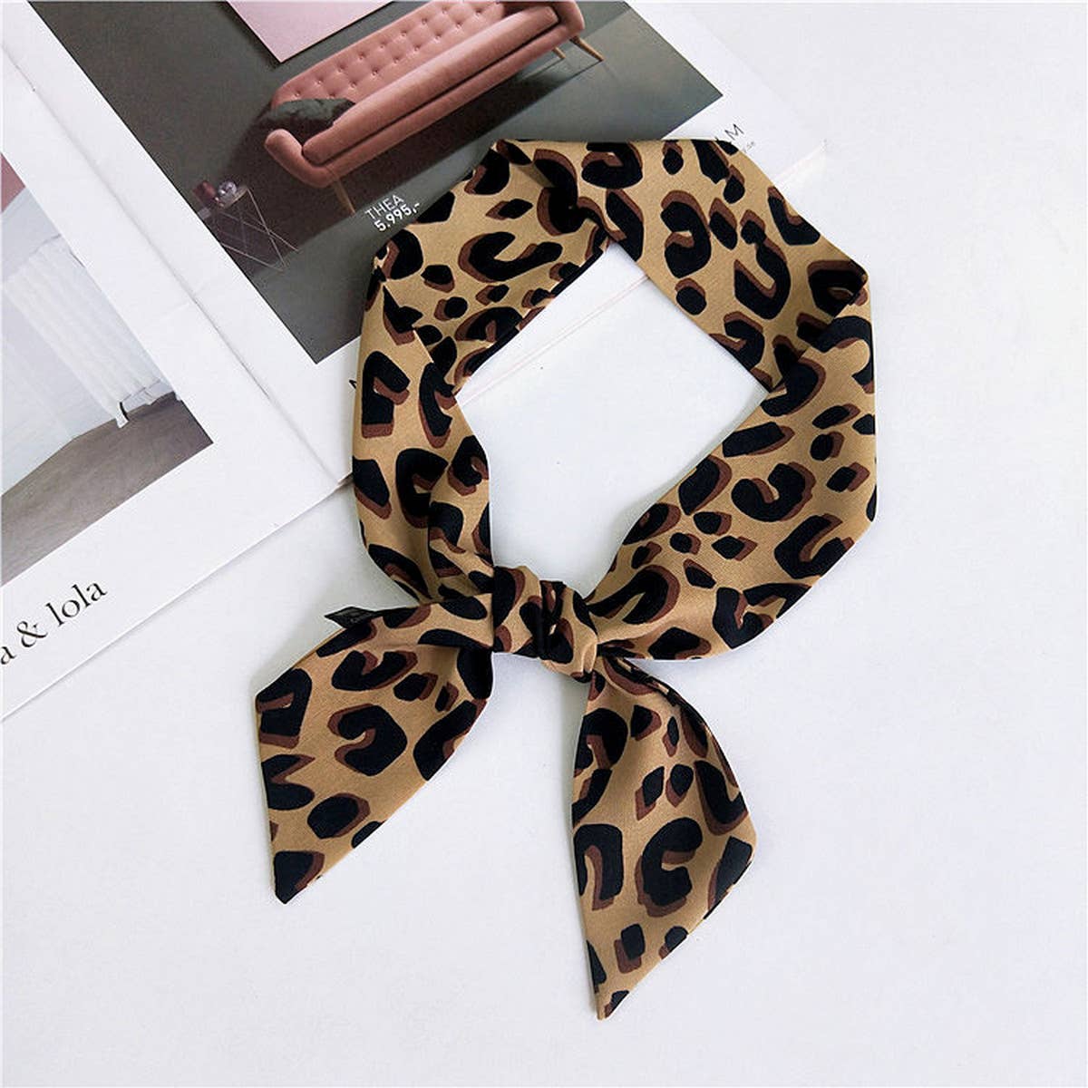 NINEXIS - Wholesale Scarf - Women's - CWASC2385_MULTI COLORED HANDLE RIBBON LEOPARD PRINT SCARF5