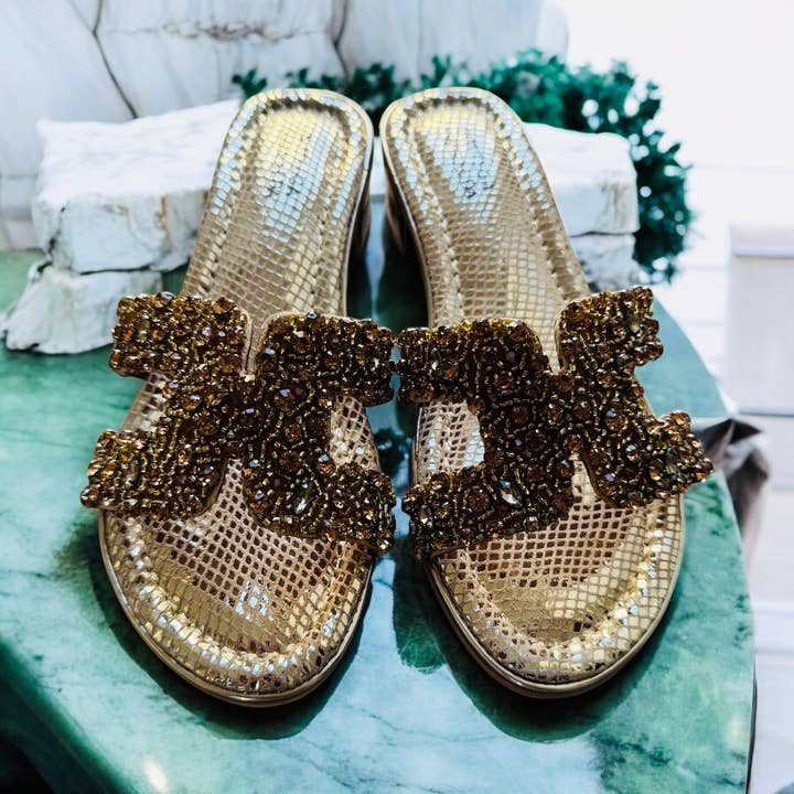 BOTTEGA SMERALDA - Wholesale Sandals - Women's - SANDAL H CRYSTAL 296LKQ GOLD 6500