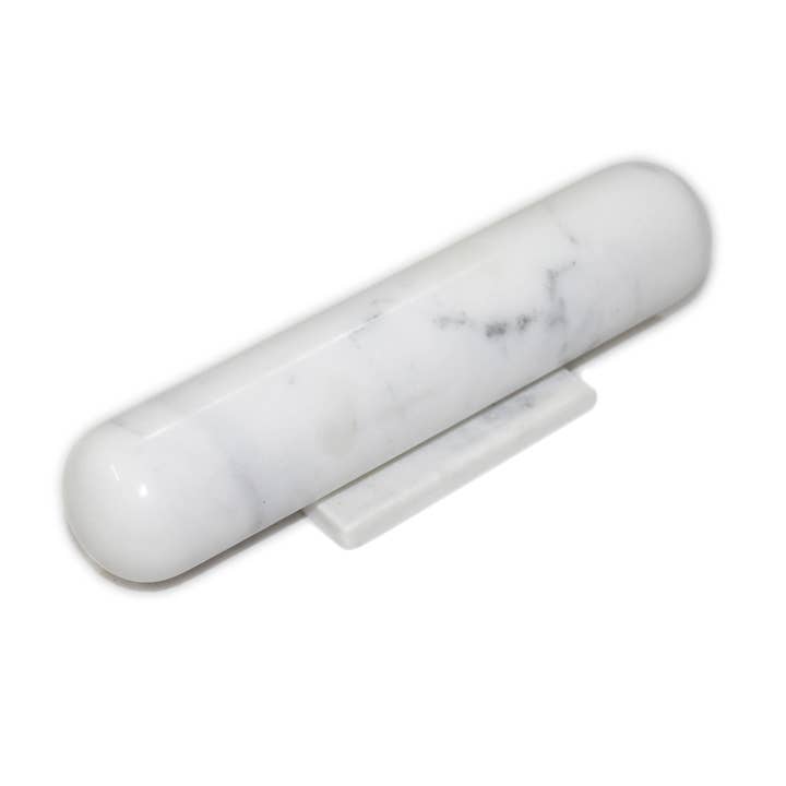 White Marble Rolling Pin w/ Base for wholesale on Faire