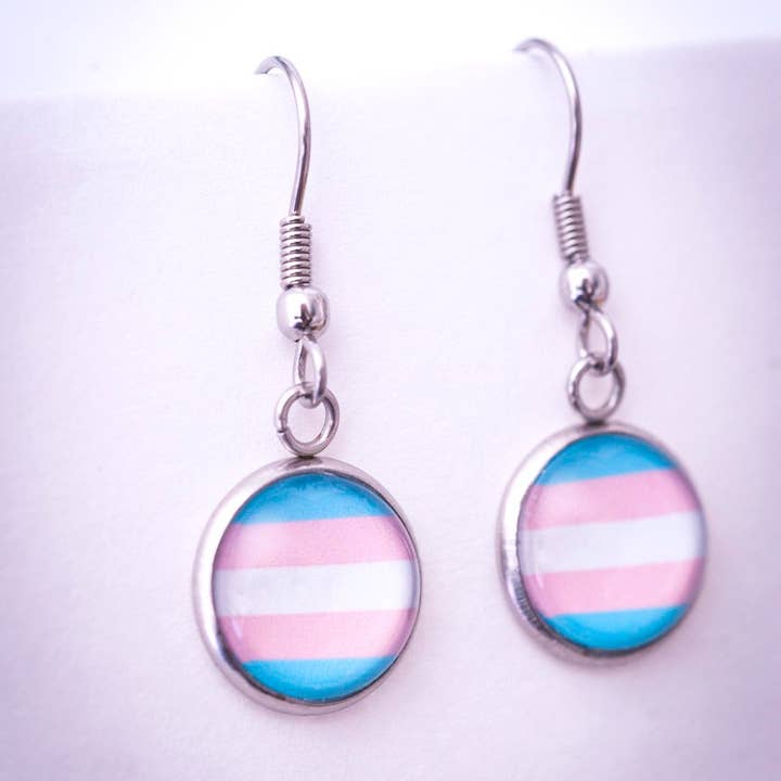 Crafty Queer Studio - Wholesale Stud/Post Earrings - Transgender flag pride LGBTQ+ earrings - stud or dangle6
