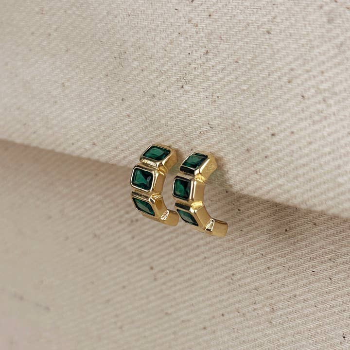 GoldFi - Wholesale Stud/post earrings - 18k Gold Filled Chunky CZ Curve Earrings6