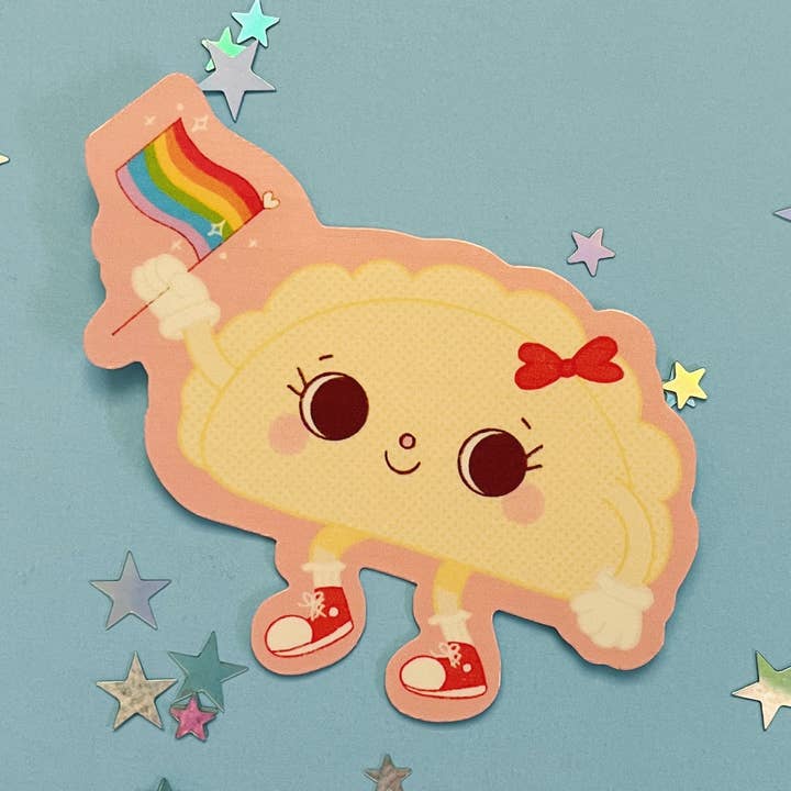 Autocollant laminé étanche Pride Pierogi Buffalo NY 716 pour la vente par Little Crayon Co.