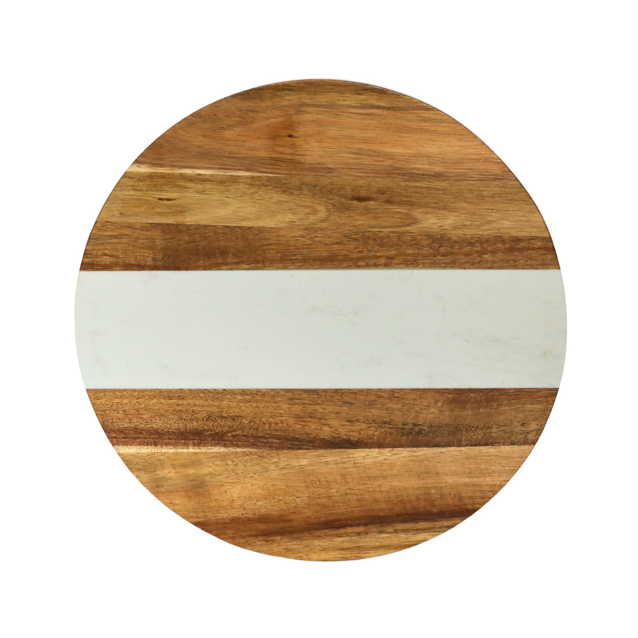 Creative Gifts International Inc. - Wholesale Cutting Board - White Marble and Acacia Wood Round Charcuterie Board - 11"3