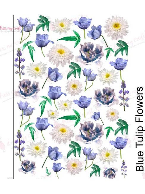 Dress My Craft Transfer Me - Fleurs de tulipes bleues pour la vente par Ecstasy Crafts Distributing