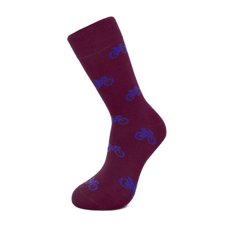 Chaussettes en bambou pour vélos marron et bleu pour la vente par Slopes&Town
