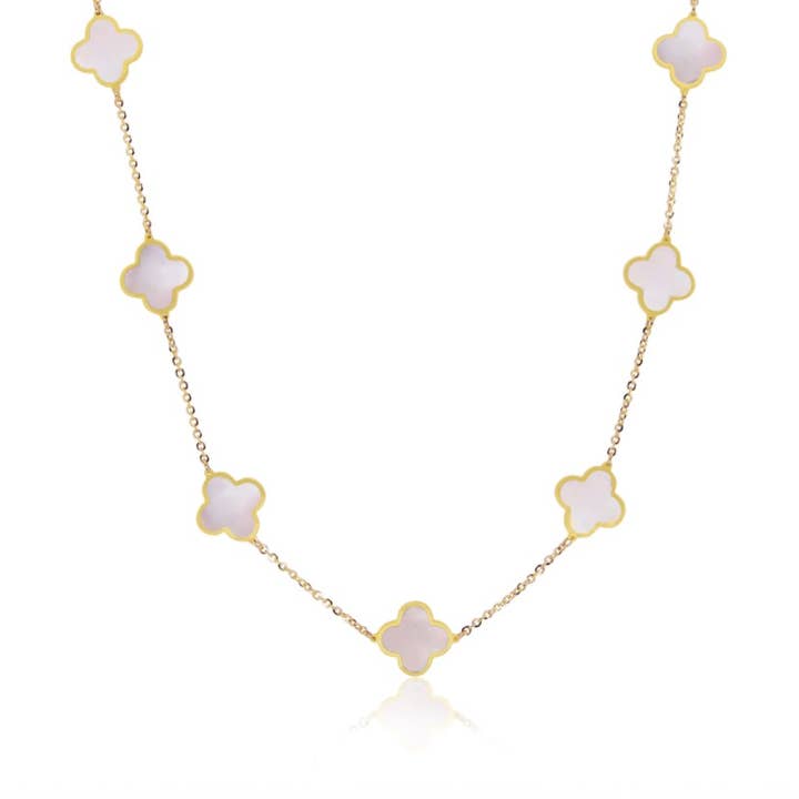 N130 14kt gult guld store kløver halskæde for engroshandel hos Elle Diamonds