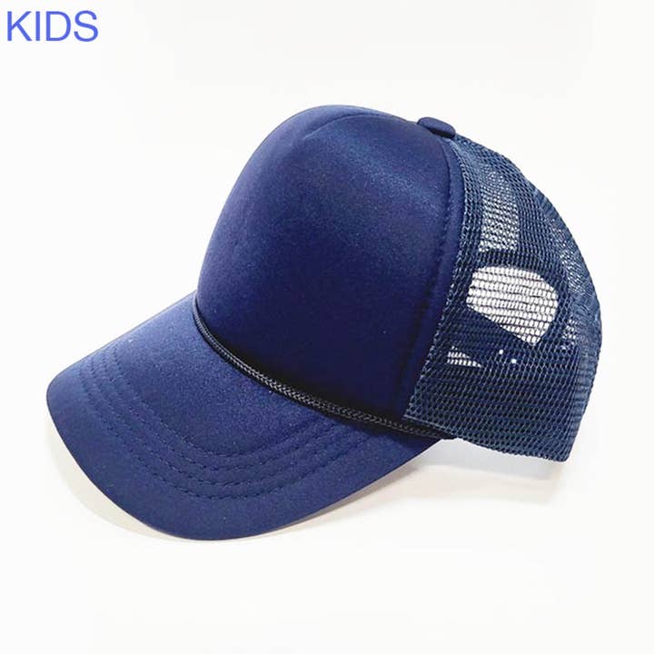 Funteze - Wholesale Kids Hat - Kids - Kids Solid Color Foam Sponge Mesh Trucker Hat