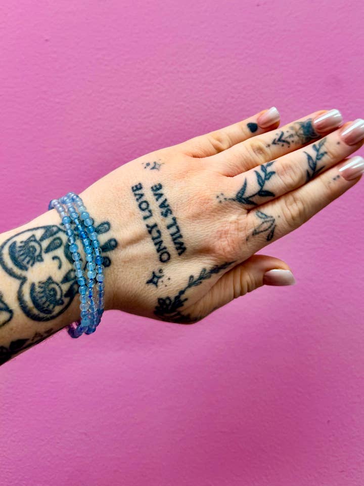 Natural Aquamarine Bracelet 4mm for wholesale by Luxury House of Crystals