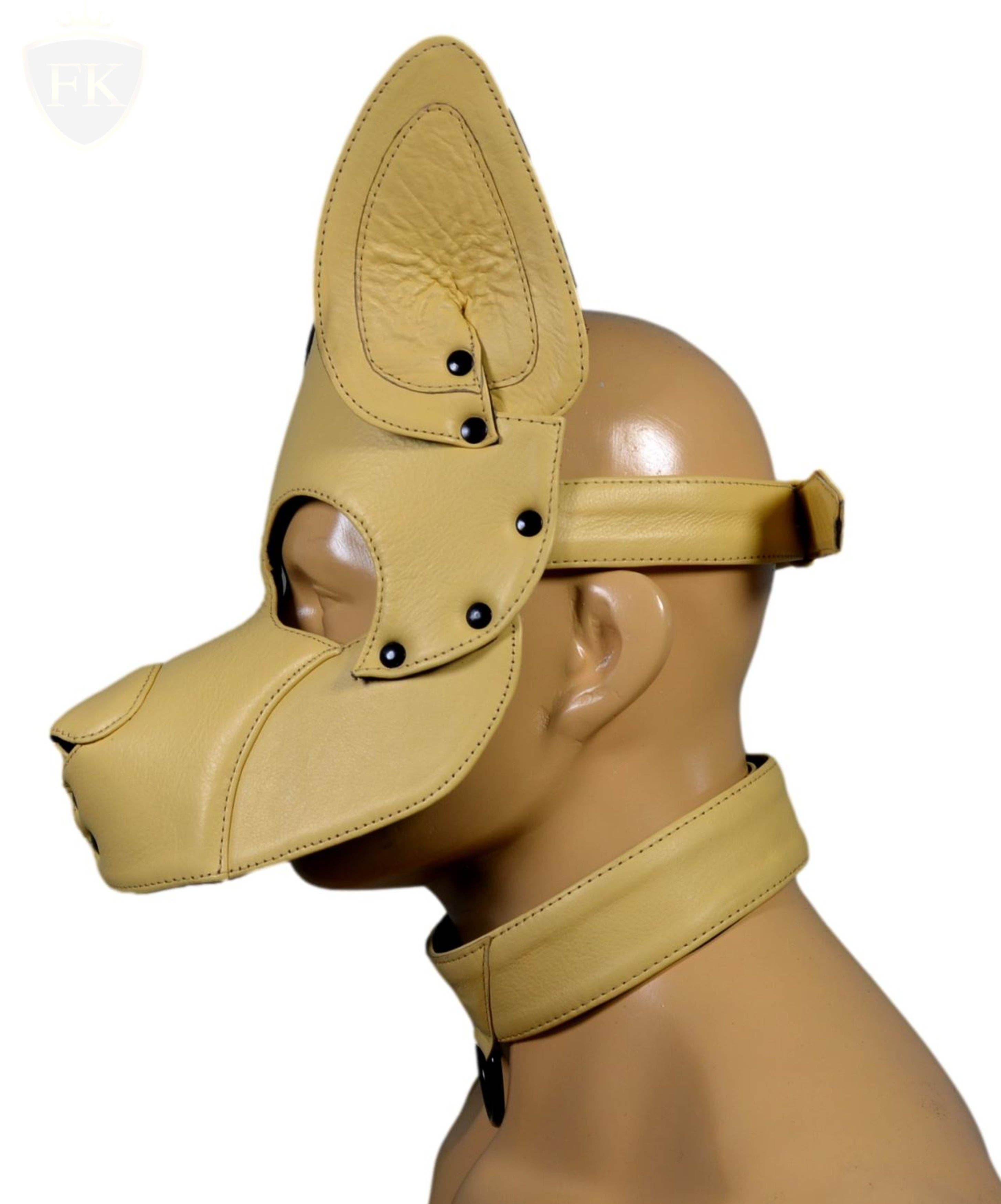 Genuine Cowhide Leather hotsell Puppy Dog Mask Hood Costume Reenactment Gear Puppy or Pet play Mask Handmade