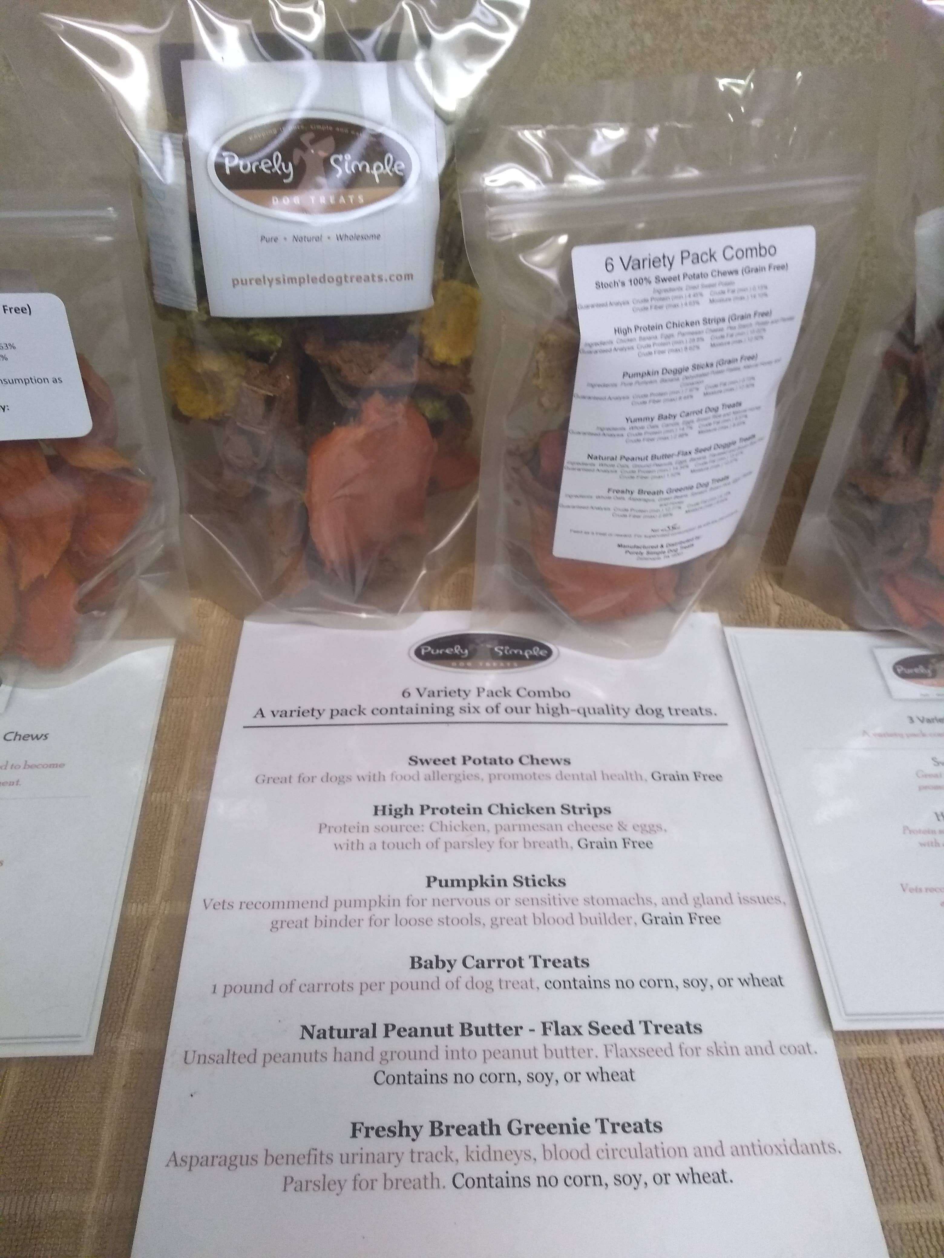 Purely Simple Dog Treats - Wholesale Pet Treats - Dog - 6 Variety Pack Combo (5.5 oz.)1