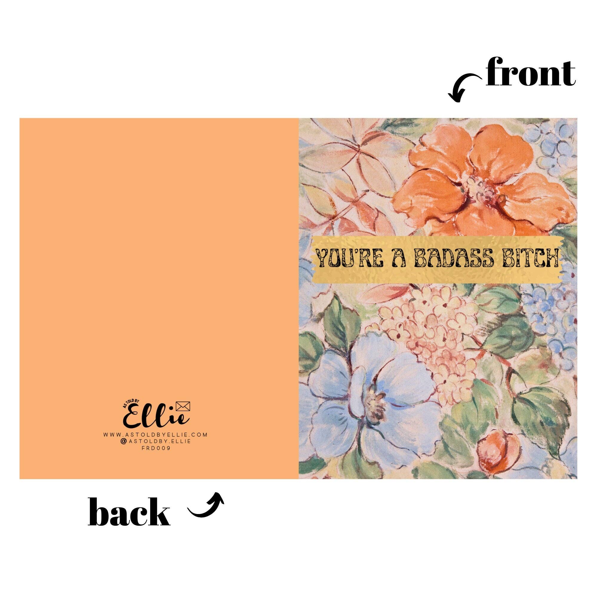 As Told By Ellie – postal de incentivo por atacado – Cartão You're a Badass Bitch Card, Bonito Cartão de Amizade Cheeky2