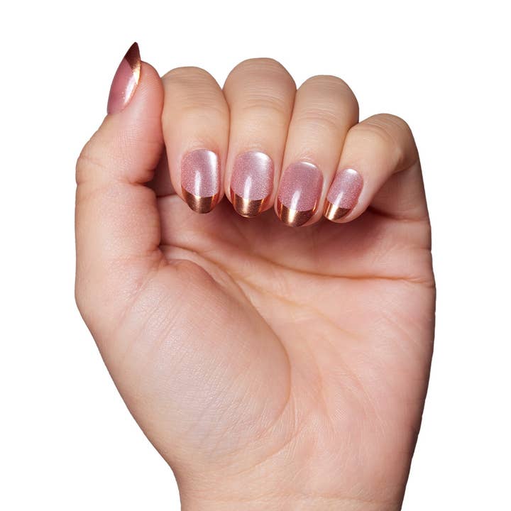 Glamnetic - Wholesale Press-On/Fake Nails - Caramel Apple Press-On Nails| Bronze Chrome Short French Tip