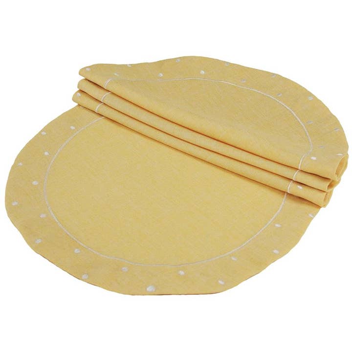 Xia Home Fashions & Manor Luxe - Vendita all'ingrosso Tovagliette - Set di 4 tovagliette rotonde a pois ricamate, 40,6 cm3