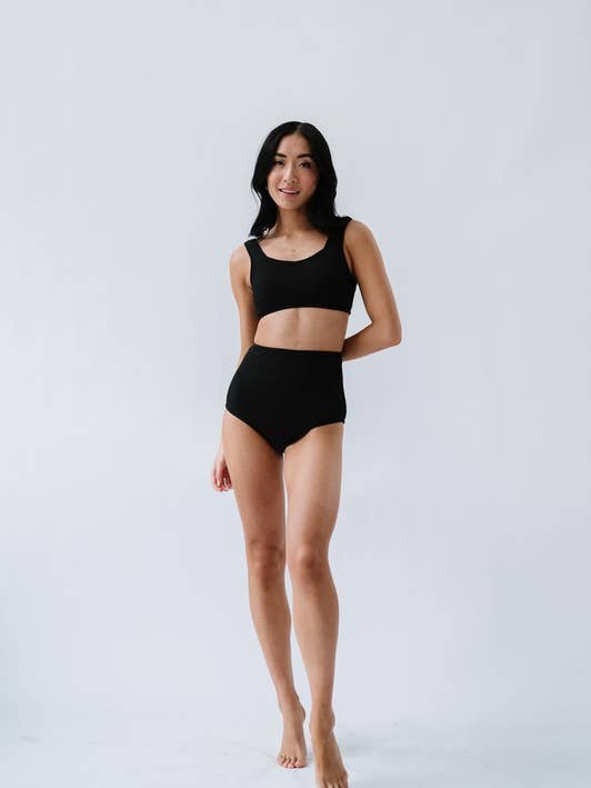 Black Twisted Back Swim Top for wholesale by Coral Reef Swim