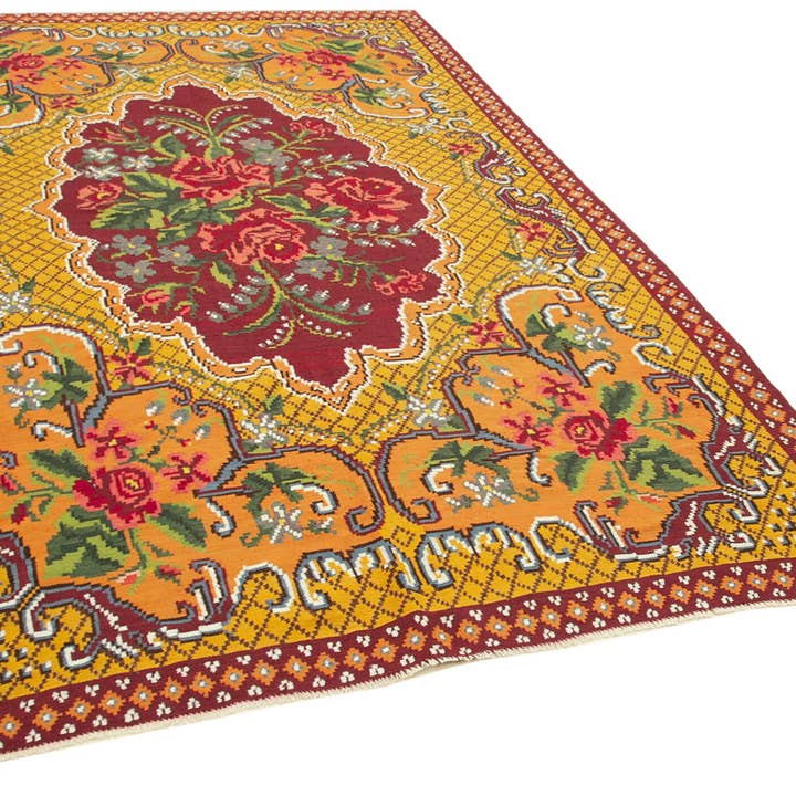 RUG N CARPET - Wholesale Vloerkleed - 6x10 Gele Handgemaakte Moldavische Kilim Tapijt - 233771