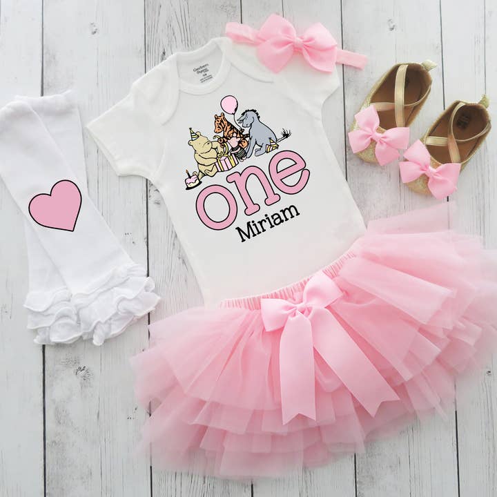 Winnie the Pooh First Birthday Outfit with Tutu for wholesale by noellebydesign