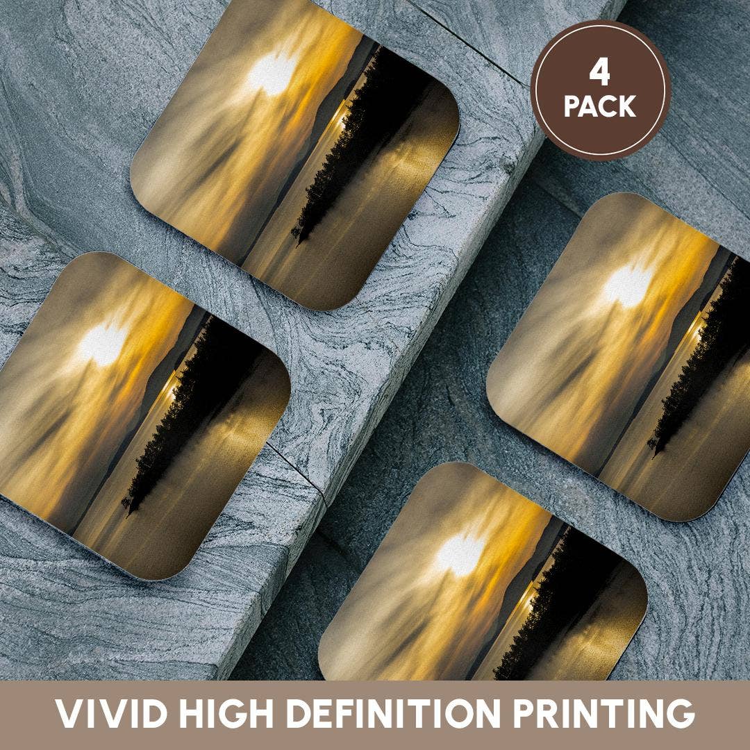 3dRose - Wholesale Coasters - 3dRose, WA. Winter sunset on Samish Bay, Lummi Island, Bellingham Bay., Coaster12