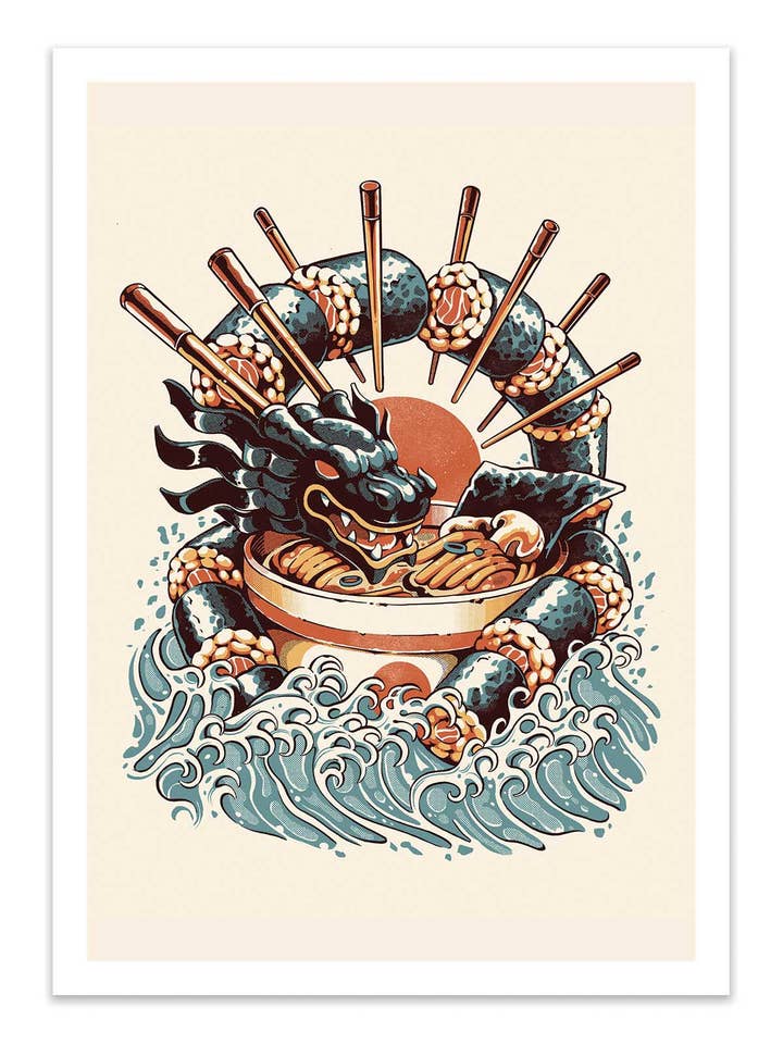 Art-Poster - Sushi and Ramen Dragon - Ilustrata for wholesale by Wall Editions