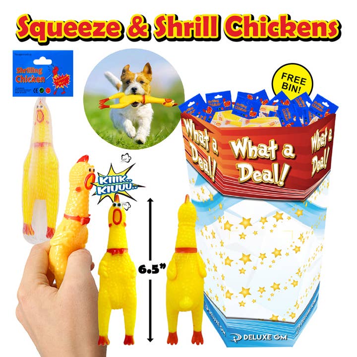 144 pièces de poulet criant de 6" avec présentoir pour la vente par Deluxe Import Trading