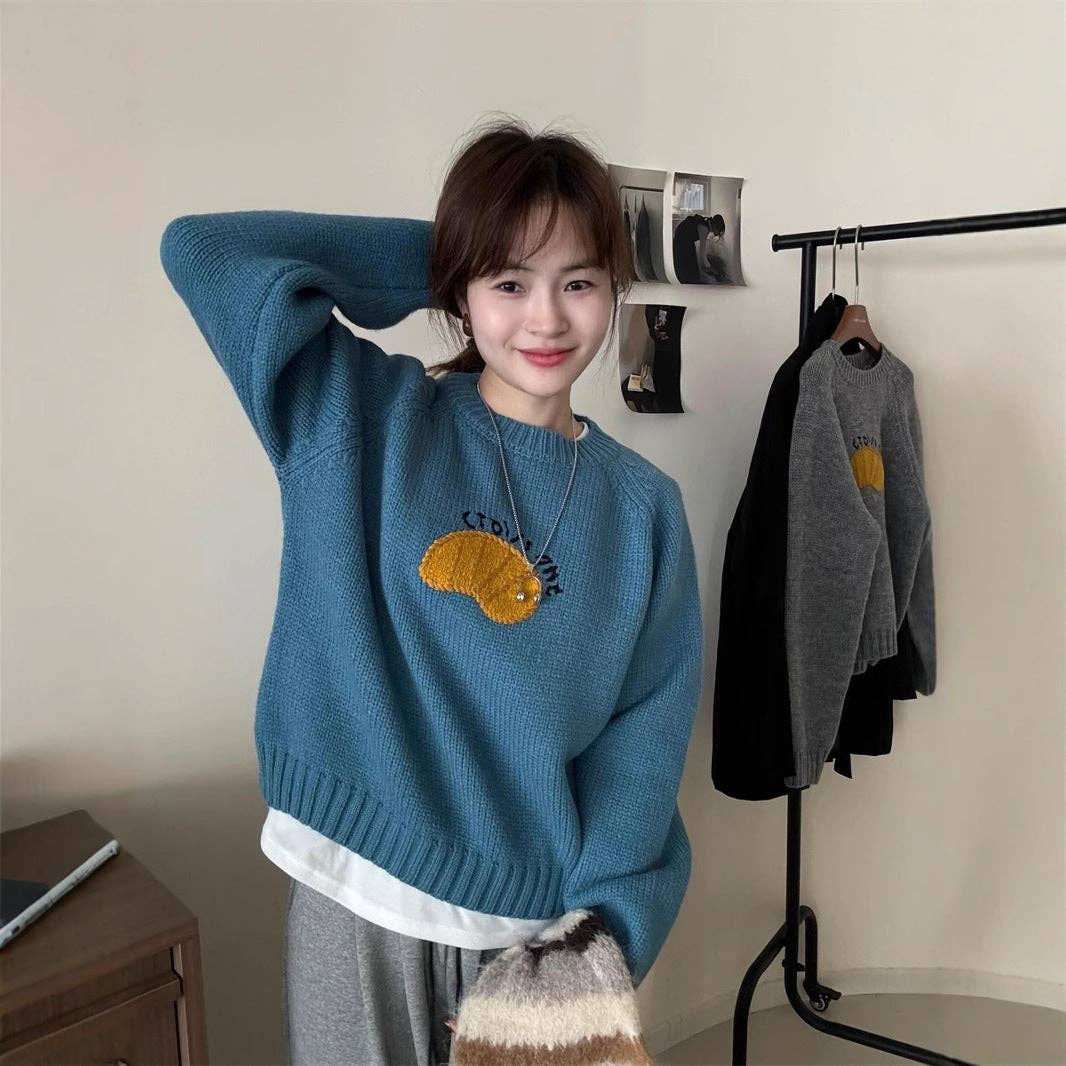 Marayn - Wholesale Knit Sweater - Women's - Cute Korean Style Cartoon Letter Knit Sweater34