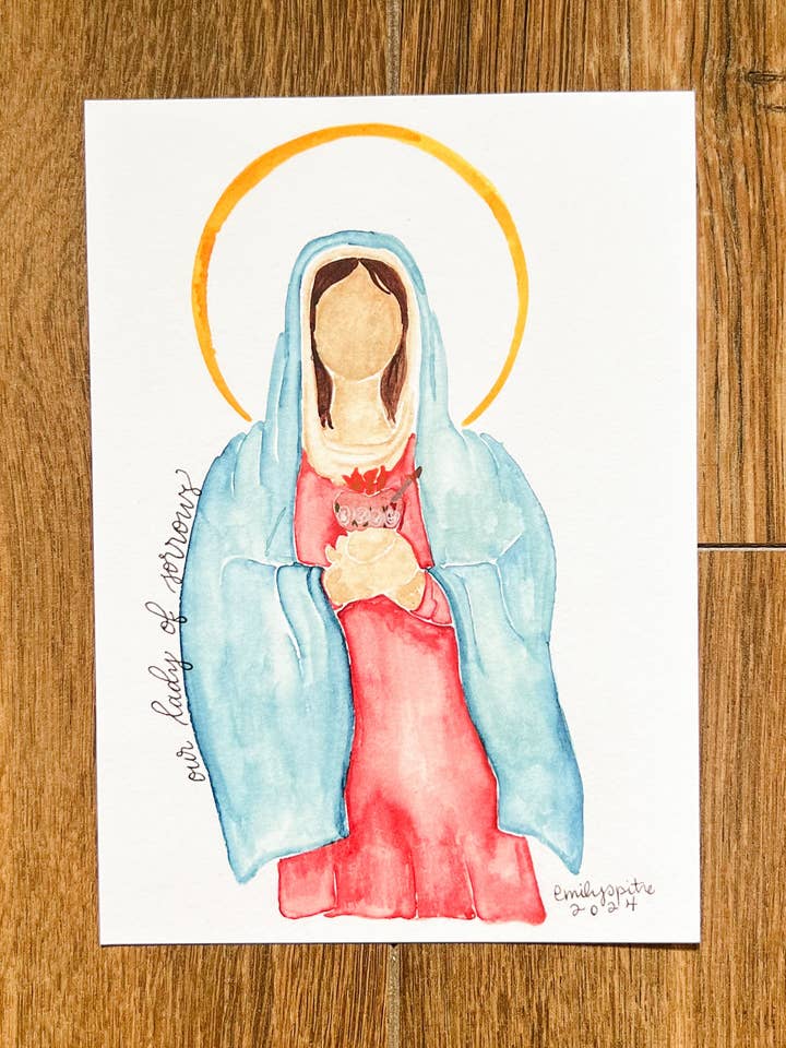 Nuestra Señora de los Dolores - Impresión 5x7 para venta al por mayor de Emily S Pitre Art