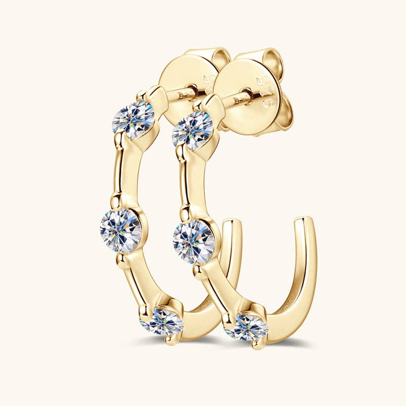 Perimade & Co. LLC - Wholesale Huggie Earrings - Moissanite C Hoop Wedding Earrings in 925 Sterling Silver2