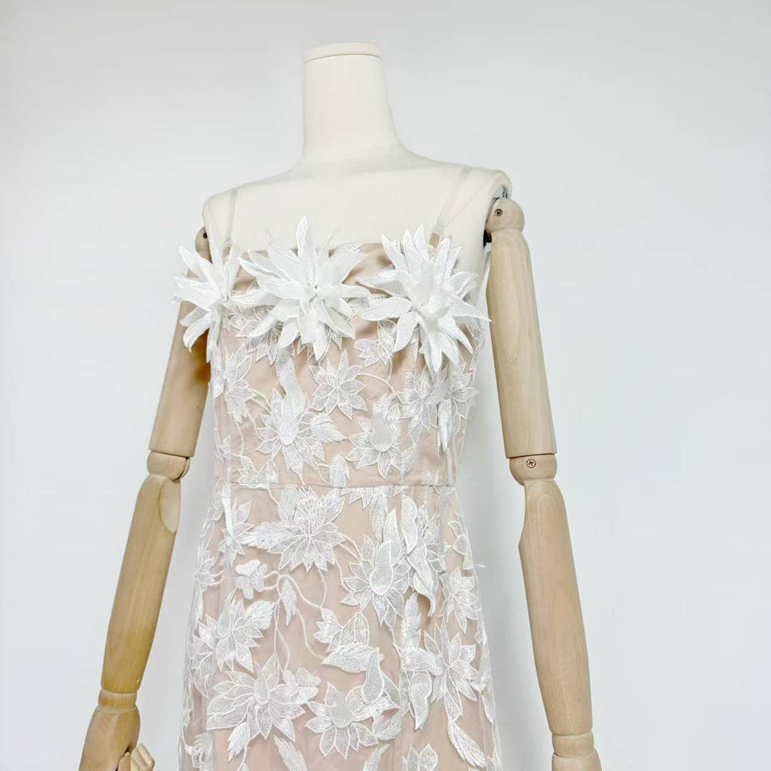 Productseeker - Vente Robe – femme - Robe d'été élégante en maille avec broderie 3D et bustier tube22