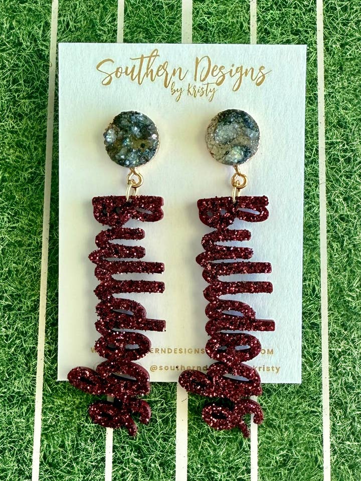 Bulldogs Glitter Statement Øreringe for engroshandel hos Southern Designs by Kristy
