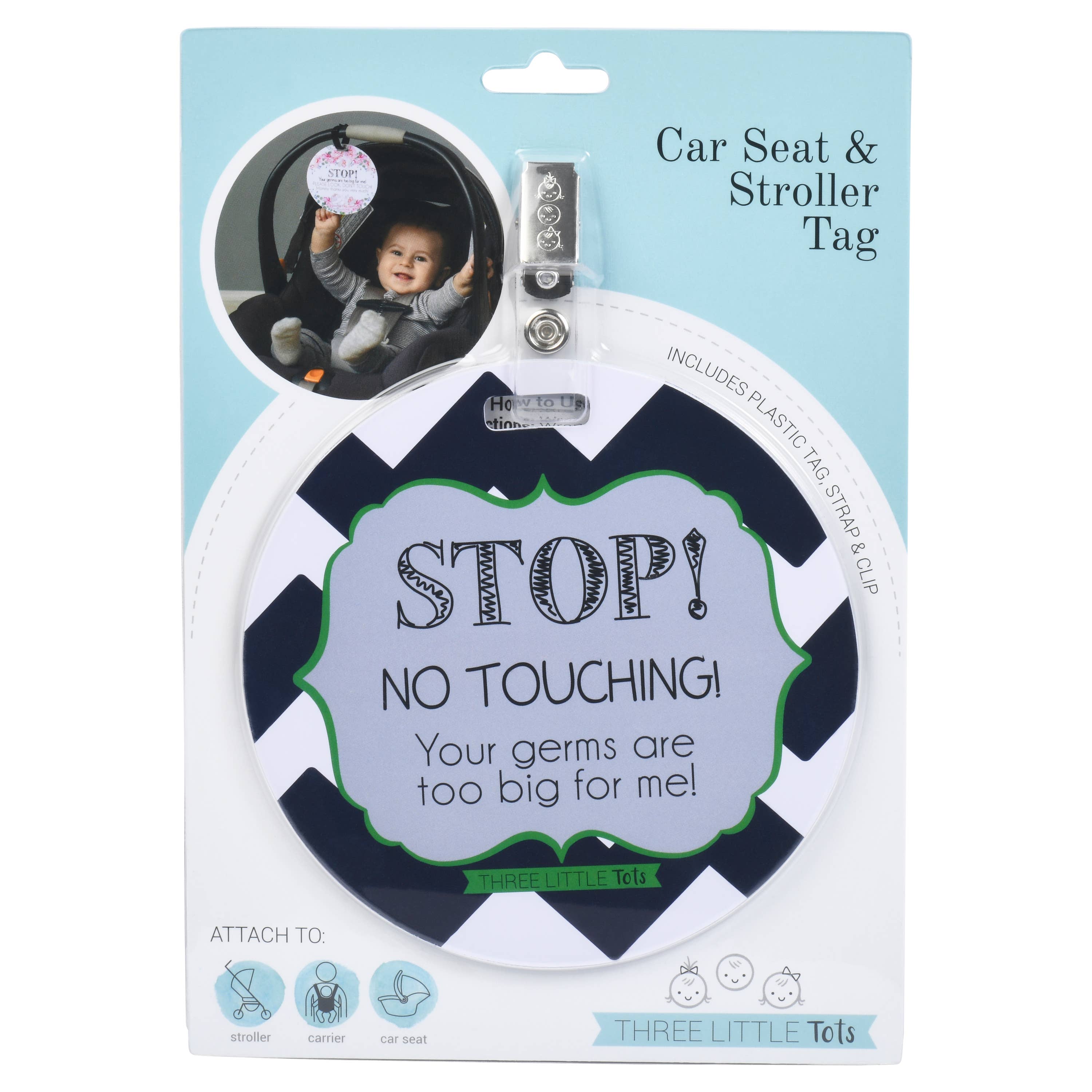 Three Little Tots - Wholesale Car Seat Cover - Kids & Baby - Seahawk No Touching Baby Car Seat and Stroller Tag