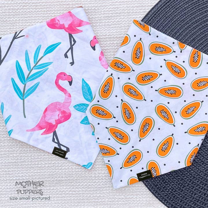 Papayas & Flamingos Bandana for wholesale by Mother Puppers Co.
