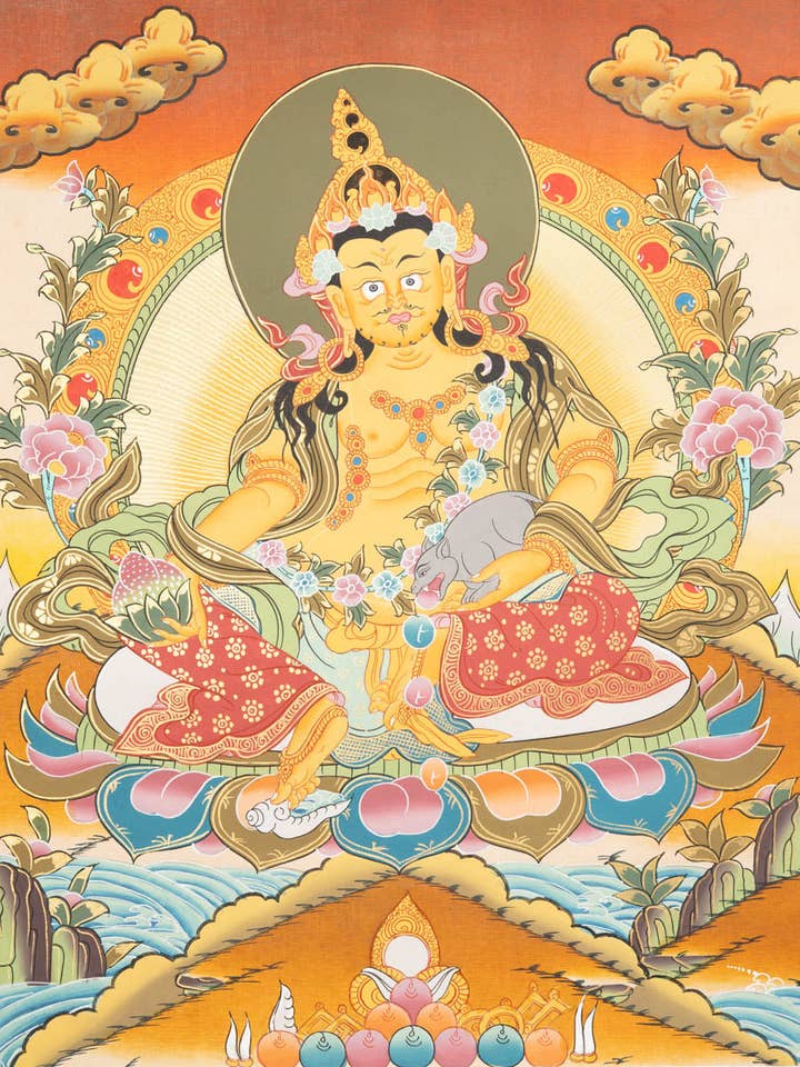 Dipinto Thangka di Zambala Tibetano per la vendita all'ingrosso da parte di Lucky Thanka