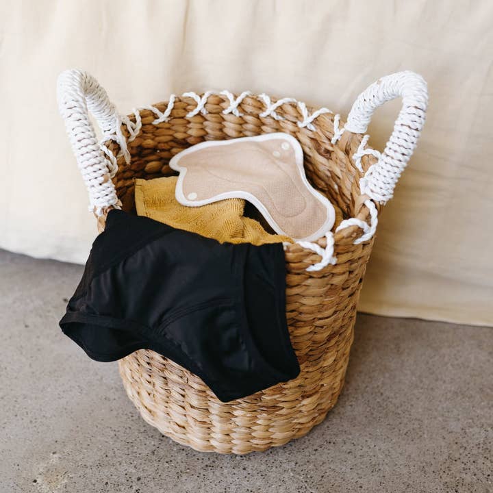 JuJu - Wholesale Period Underwear - Women's - Organic Cotton Reusable Pads - (Natural or Black)