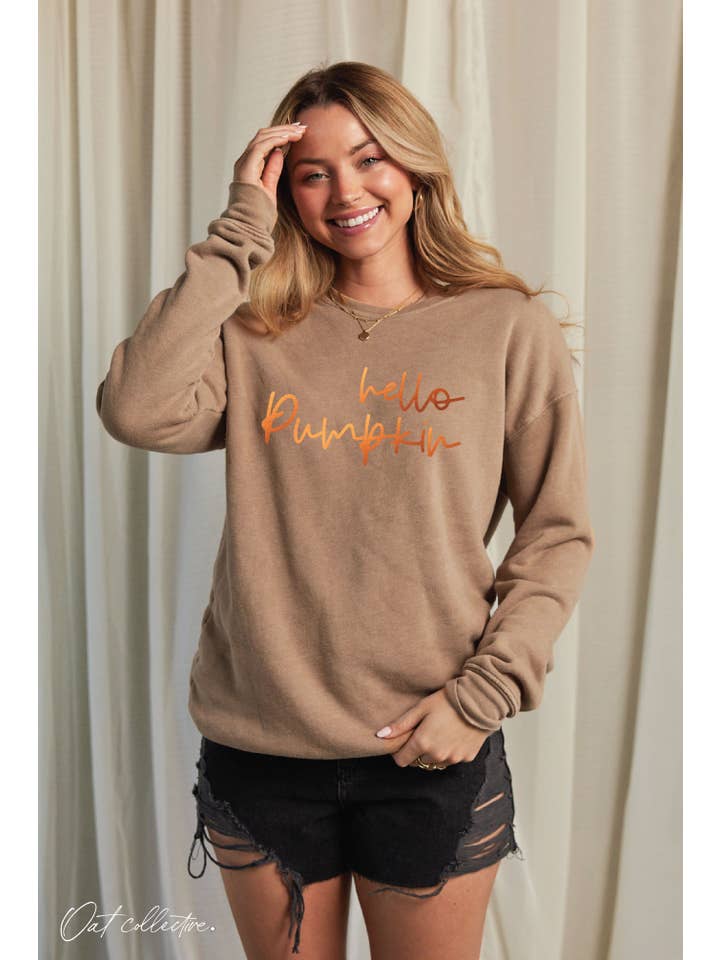 OAT COLLECTIVE - Wholesale Graphic Sweatshirt - Women's - HELLO PUMPKIN Foil Mineral Graphic Sweatshirt7
