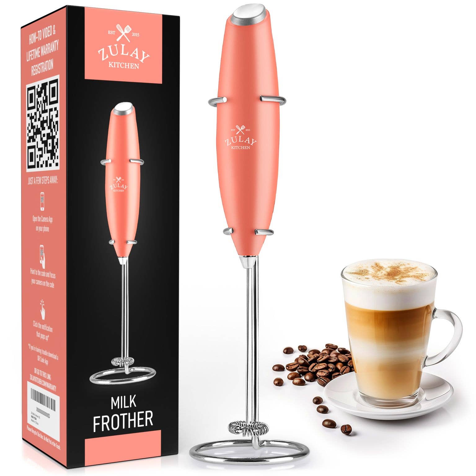 Zulay Kitchen - Wholesale Kitchen Tool/Gadget - Powerful Handheld Milk Frother - With Stand23