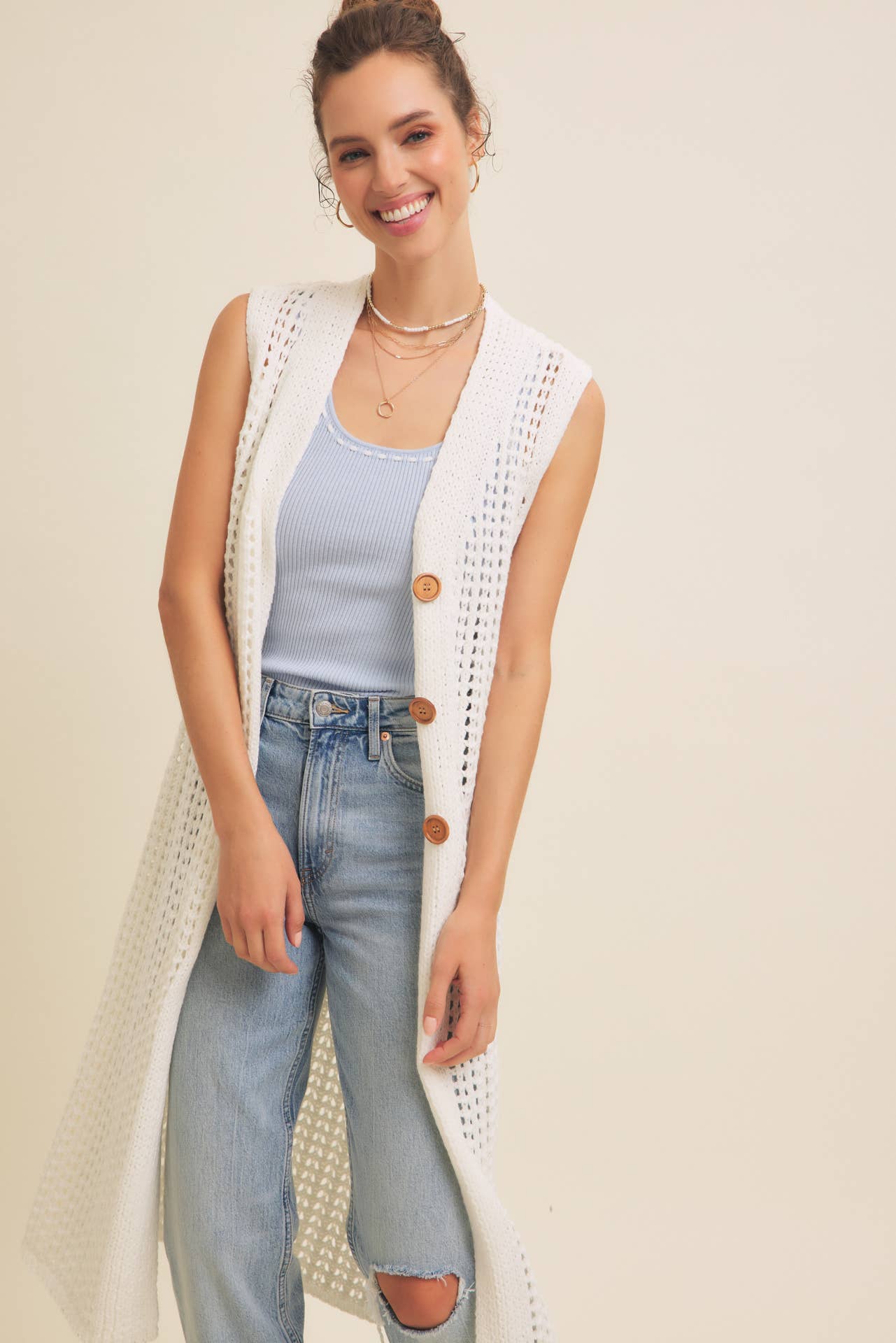 in february - Wholesale Knit Sweater - Women's - EVERYDAY SOFT CONTRAST STITCH LUXE SWEATER TANK24