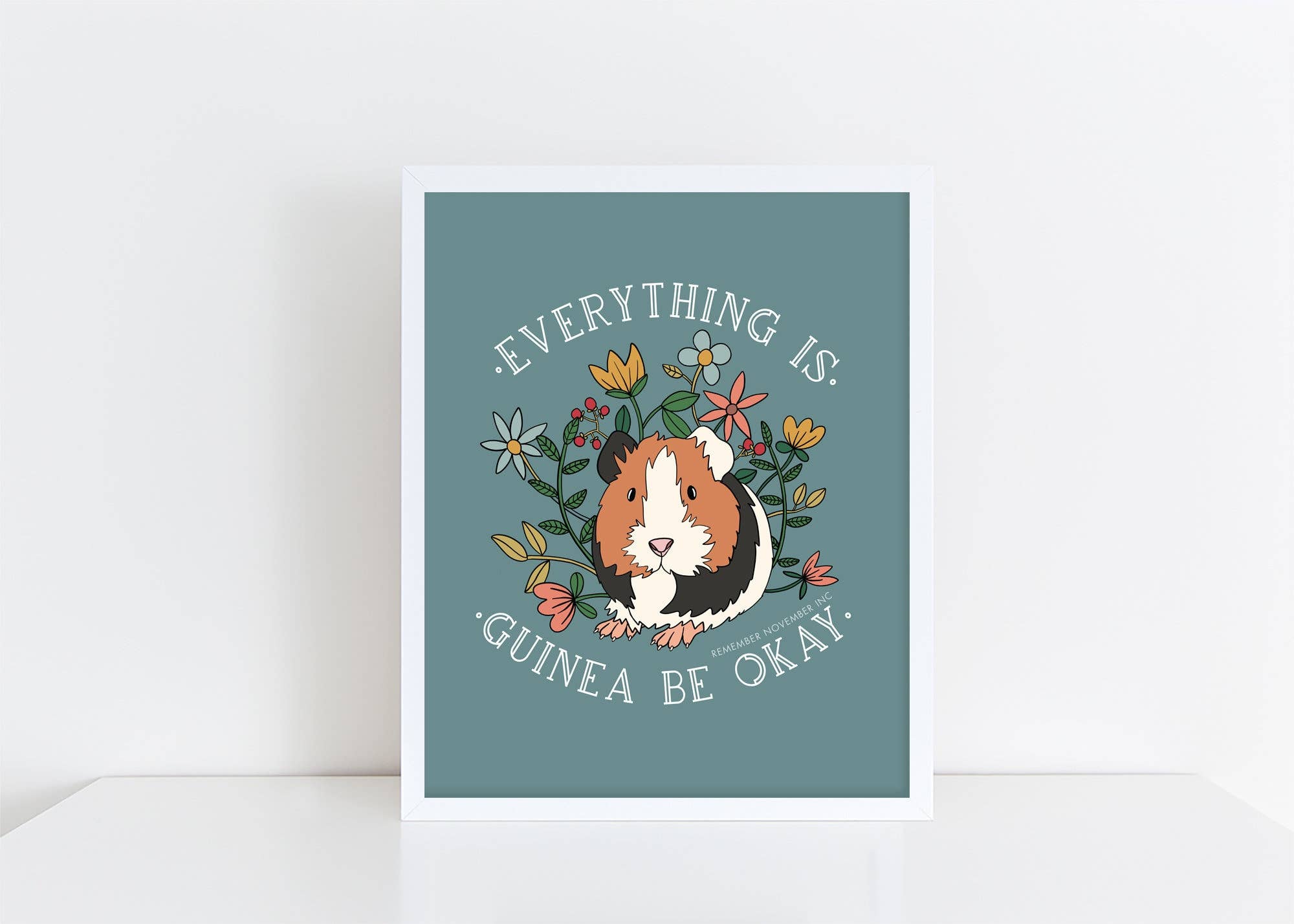 Remember November, Inc - Vente Affiche d'art - Impression artistique sur cochon d'Inde Guinea Be Okay, décor de jeu de mots