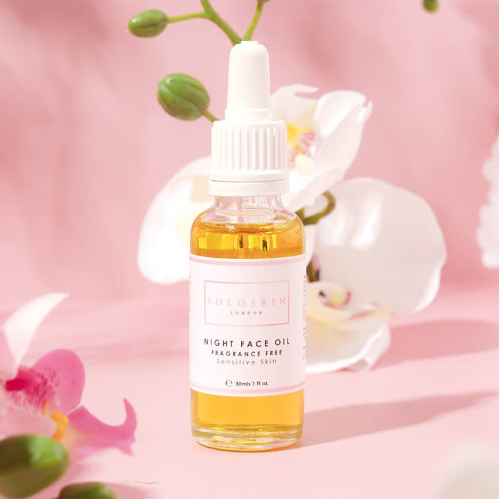 Night Face Oil – Fragrance-Free Botanical Blend 30ml for wholesale by Solo Skin London
