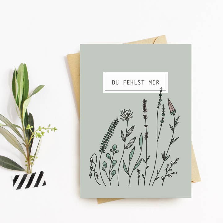 Postcard “You miss me”, Wiese for wholesale by Rotberta