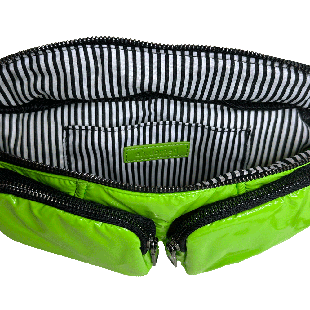 AHDORNED - Wholesale Belt Bag - Women's - Rachel Double Pocket Puffy Sling/Waist Bag w/Black Resin Cha17