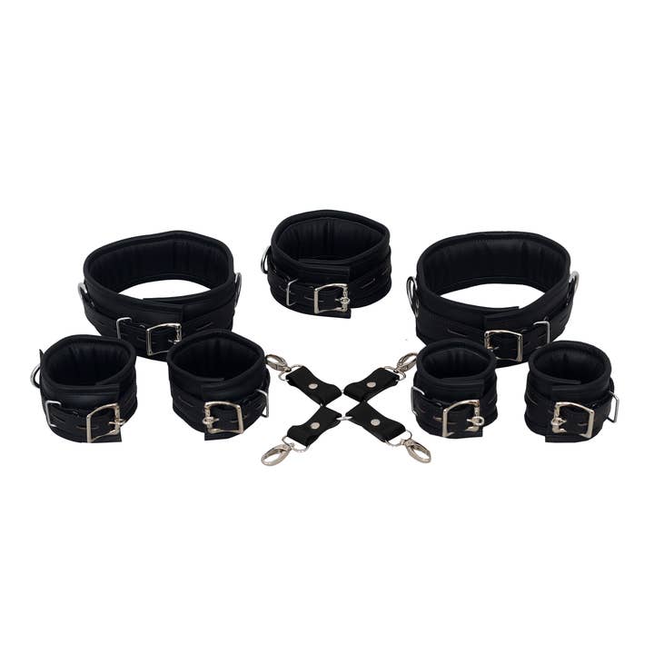 The Master Tanners - Wholesale Sex Toy - Leather Wrist Ankle Cuffs Neck Collar Restraint Bondage Set