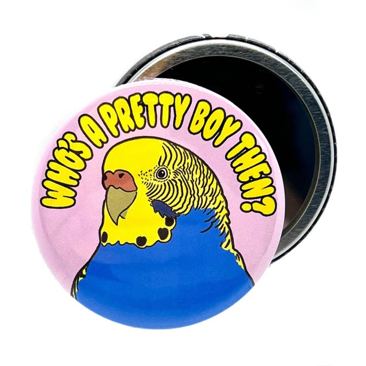 Bite Your Granny - Wholesale Compact mirror - Who's A Pretty Boy Then Budgie Pocket Mirror