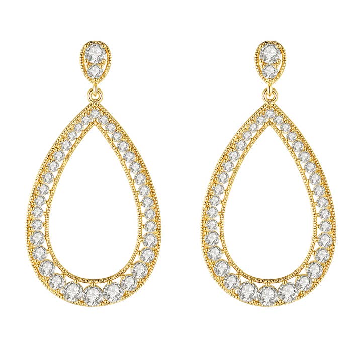 Artisanal Pavé Hollow Teardrop Earrings for wholesale by Classicharms