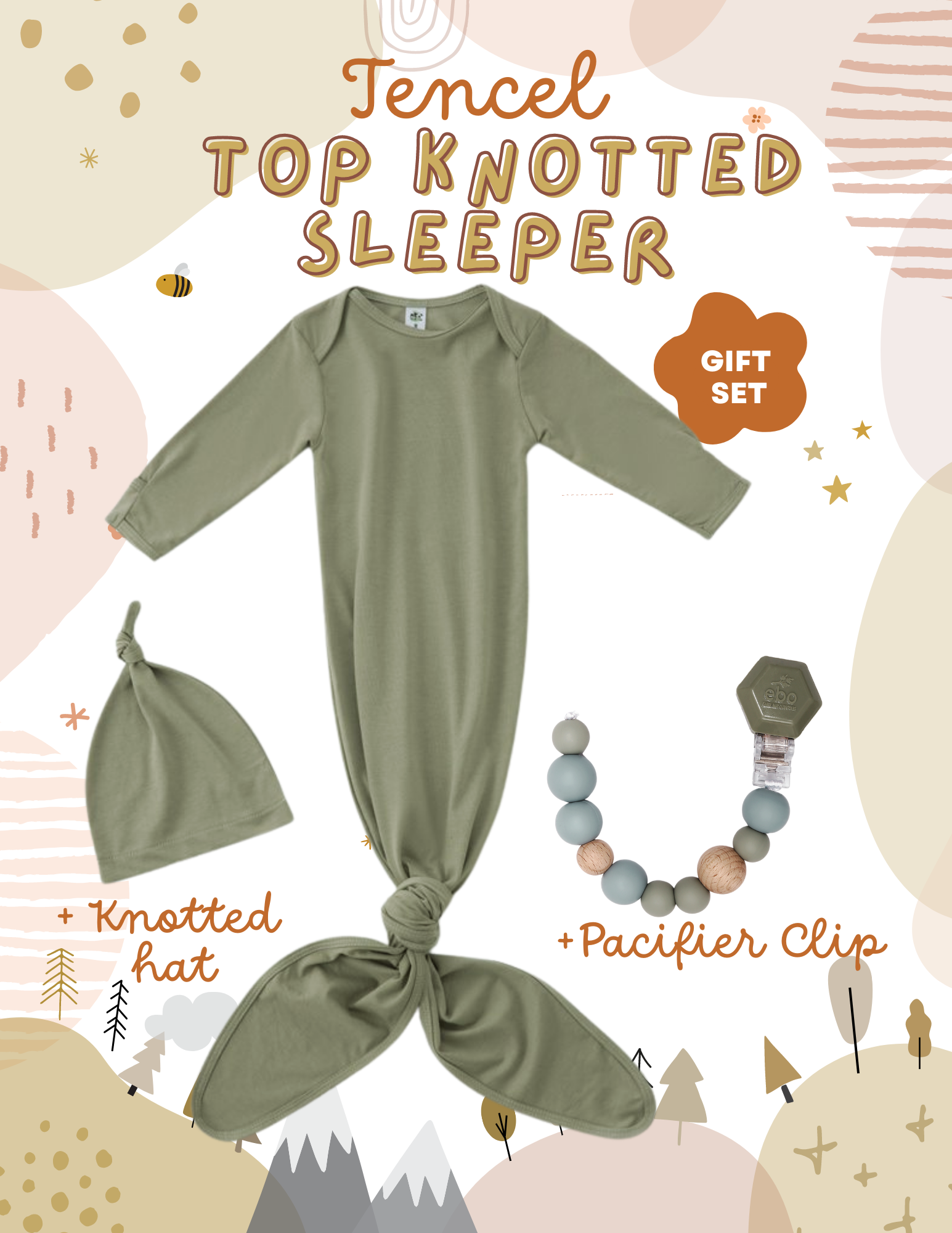 Earth Baby Outfitters – Conjunto de roupa - Bebé por atacado – Conjunto de Presente para Recém-Nascido Bamboo Welcome Home11