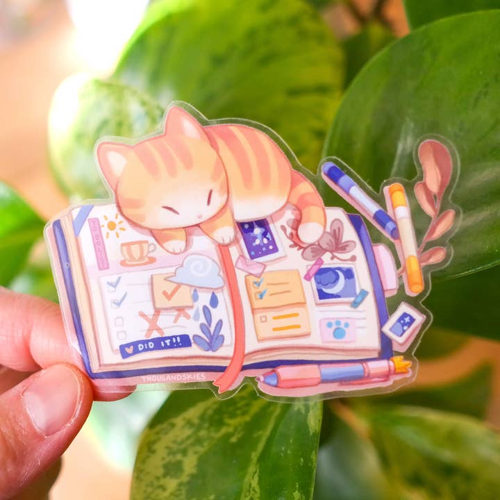 Vinyl Sticker (Transparent) Kitten's Journal for wholesale by Thousand Skies